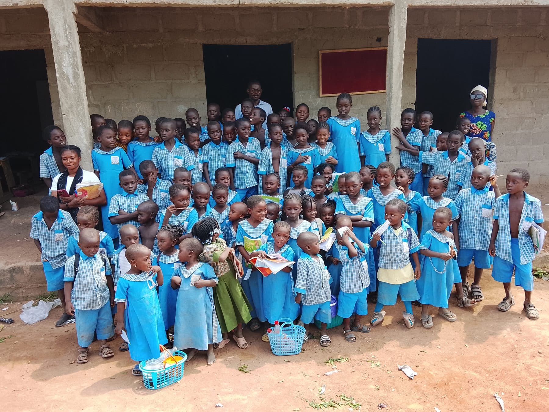 Schoolchildren at a URII-supported school